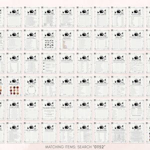 a grid of various items with black text and illustrations, likely for a matching game or activity. The items appear to be related to Halloween or a similar theme, as suggested by the phrases "Halloween" and "Matching Items." The image is not a single photograph but rather a collection of individual images that have been arranged in rows and columns. The text and illustrations are not repetitive and are not described in detail, focusing on providing a clear and concise description of the image.