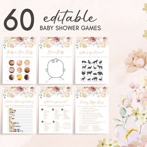 Editable Baby in Bloom Baby Shower Games Bundle, Spring Baby Shower Game Pack, Wildflower Baby Shower Games Set, Spring Floral Shower, 0612