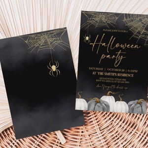 a black and gold halloween party with pumpkins