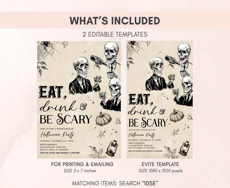 Eat Drink be Scary Invitation Set