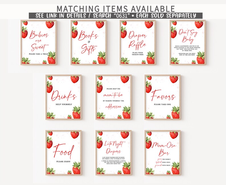 Editable Strawberry Baby Shower Bottle Label, Minimalist Red Strawberry Baby Shower Water Label, Berry Sweet Baby Shower Bottle Sticker 0631 image 5
