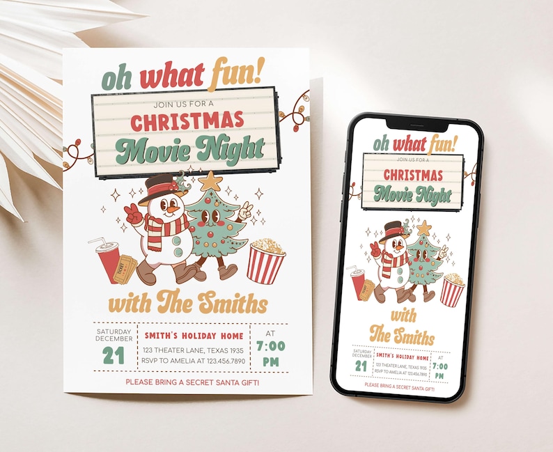 Holiday Movie Party Invite