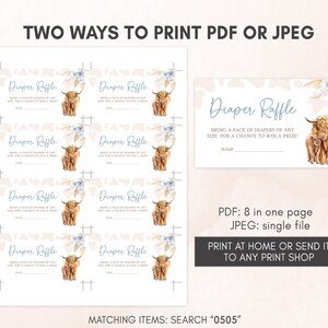 Editable Boho Highland Cow Baby Shower Invitation Bundle, Blue Holy Cow Baby Shower Invite Set, Boy Highland Cow Boho Invitation Pack, 0505 image 6