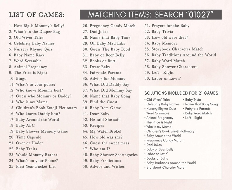 a list of games for a baby shower