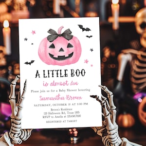 Pink Minimalist A Little Boo Invitation