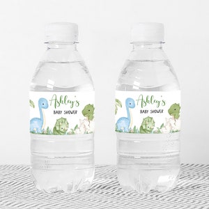 Editable Dinosaur Baby Shower Bottle Label, Dino Baby Shower Water ...