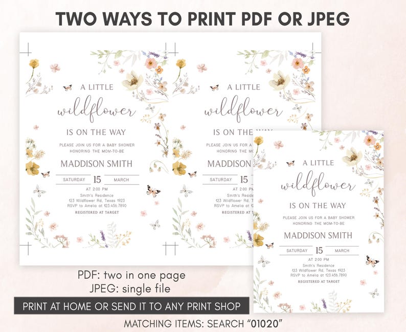 A Little Wildflower Baby Shower Invitation Template