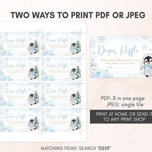 Editable Winter Penguin Baby Shower Invitation Bundle, Boy Penguin Baby Shower Invite Set, Blue Baby It's Cold Outside Baby Shower, 0559 image 6