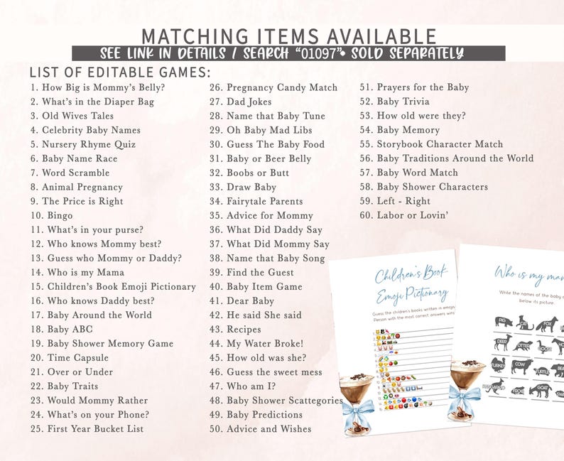 a list of items for a baby shower