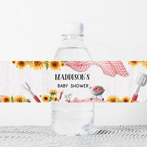 Editable BBQ Baby Shower Bottle Label BabyQ Baby Shower Water Labels Backyard Barbeque Baby Shower Baby-Q Picnic Printable Template 0199