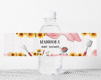 Editable BBQ Baby Shower Bottle Label BabyQ Baby Shower Water Labels Backyard Barbeque Baby Shower Baby-Q Picnic Printable Template 0199