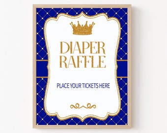 Royal Baby Shower Sign, Prince Baby Shower Diaper Raffle Signs, Little Prince Baby Shower Table Sign, Digital File Instant Download 28