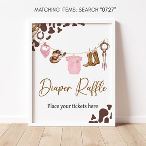 Luier loterij bord kleine cowgirl babyshower, meisje babykleding babyshower luier spel bord, roze wilde westen rodeo babyshower borden, 0727