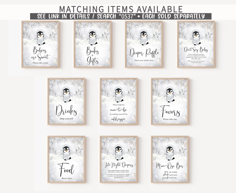 Bewerkbare winterpinguïn babyshower vervaldatum kalender, geslachtsneutrale pinguïn babyshowerkalender, baby het is koud buiten babyshower 0537 afbeelding 3