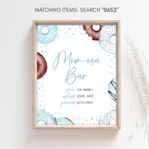 Mom Osa Bar Sign Blue Donuts and Diapers Baby Shower, Boy Donuts Baby ...
