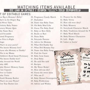 a list of matching items available for a baby shower