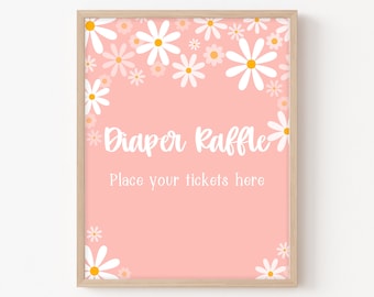 Diaper Raffle Sign Daisy Baby Shower Bohemian Baby Shower Diaper Game Sign Retro Daisy Groovy Party Decor Boho Sign Printable Template 0230