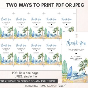 two ways to print a surfboard thank card