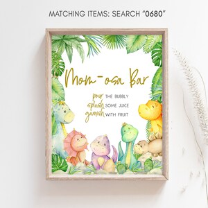 Mom Osa Bar Schild Dinosaurier Babyparty Schild, Greenery Dino Babyparty Momosa Schild, Dinosaurier, Rawr! &quot;Es ist ein Junge &quot;&quot;Baby Dino Mimosa&quot;&quot; Schild, 0680.&quot;