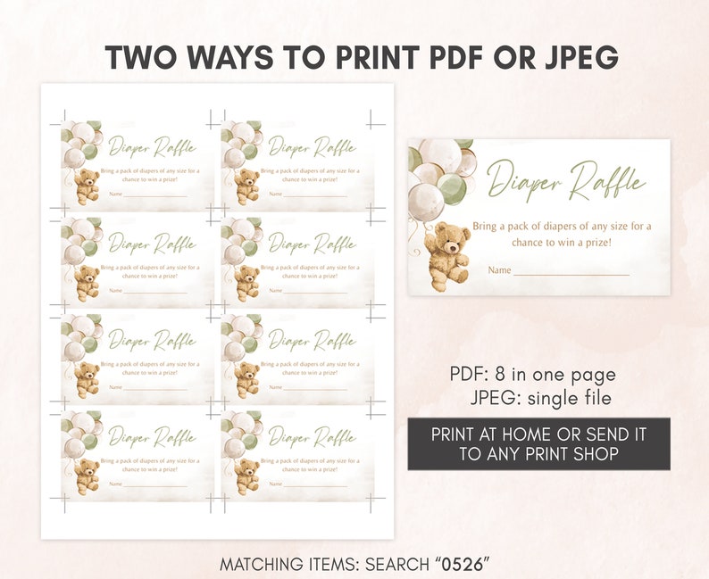 Editable Gender Neutral Bear Baby Shower Invitation Bundle, We Can Bearly Wait Baby Shower Invite Set, Green Balloon Bear Baby Shower, 0526 image 5