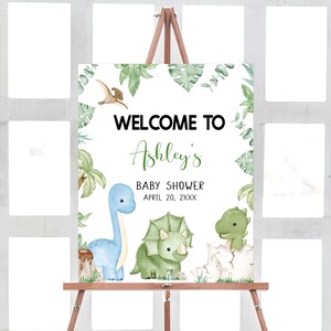 Bearbeitbares Dinosaurier-Babyparty-Willkommensschild, Dino-Babyparty-Willkommensposter, Jungen-Dinosaurier-Babyparty-Zeichen, Es ist ein Jungen-Dinosaurier-Poster, 0661