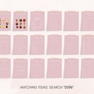 a bunch of pink paper with a bunch of different items on it