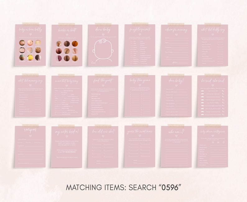 a bunch of pink paper with a bunch of different items on it