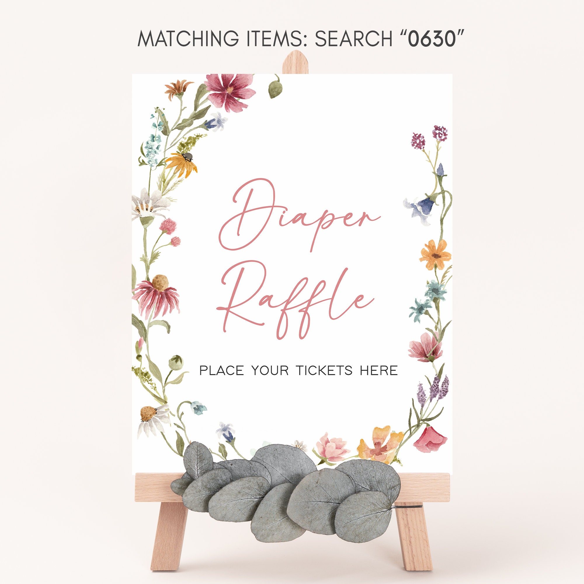 Boho-Blumen Baby-Party Spiel – Windeltüter Gewinnspiel Mit 50 Karten & Schild Für Babyparty-Dekoration
