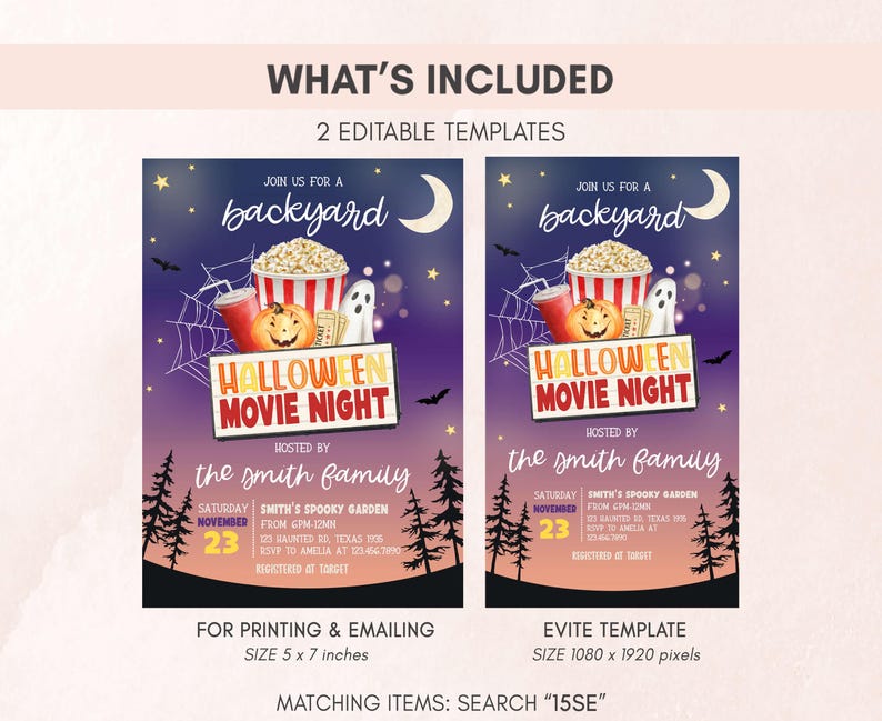 Movie Night Party Invitation Set