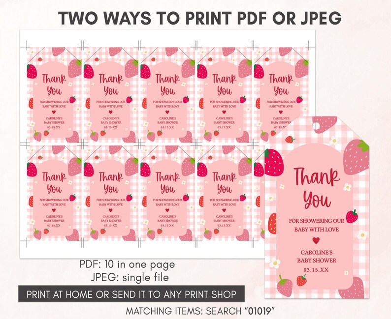 two ways to print a strawberry baby shower