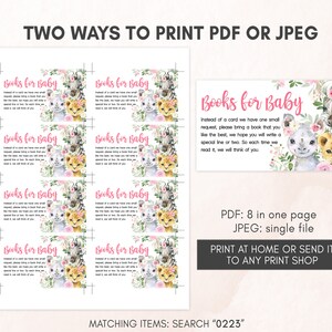 Editable Girl Safari Baby Shower Invitation Set Pink Floral Jungle Baby Shower Invite Pack Wild One Invitation Safari Animals Template 0223 image 5
