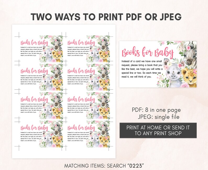 Editable Girl Safari Baby Shower Invitation Set Pink Floral Jungle Baby Shower Invite Pack Wild One Invitation Safari Animals Template 0223 image 5
