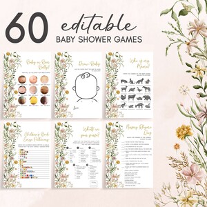 Editable Baby in Bloom Garden Baby Shower Games Bundle, Wildflower Spring Baby Shower Game Pack, Baby in Bloom Floral Baby Shower Game, 0685 image 1