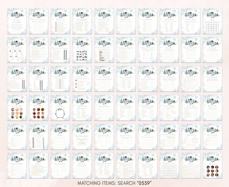 Paquete editable de juegos de baby shower de pingüino de invierno, paquete de juegos de baby shower de pingüino niño, conjunto de juegos de baby shower de bebé azul hace frío afuera, 0559 imagen 4