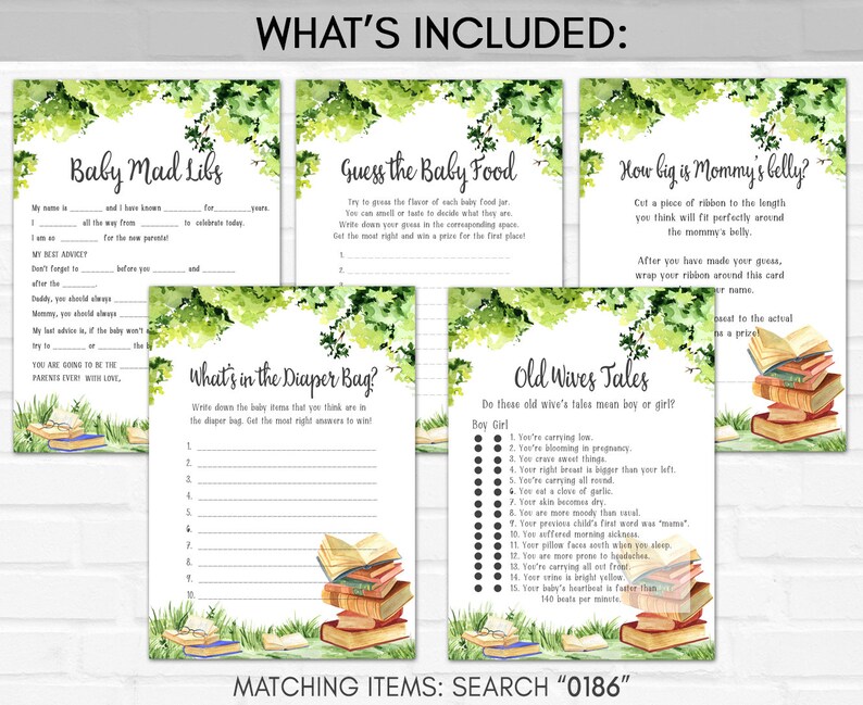 Storybook Baby Shower Game Bundle Chapter Book Baby Shower Etsy