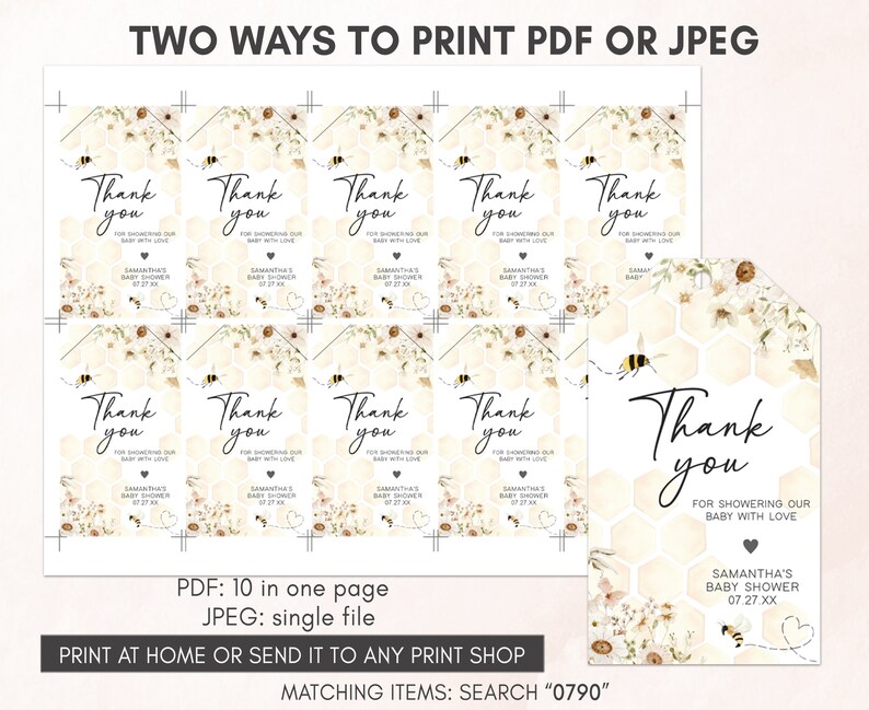 Floral Bee Thank You Tag