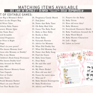 a baby shower game with a list of items