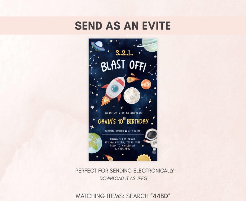 Space Birthday Evite