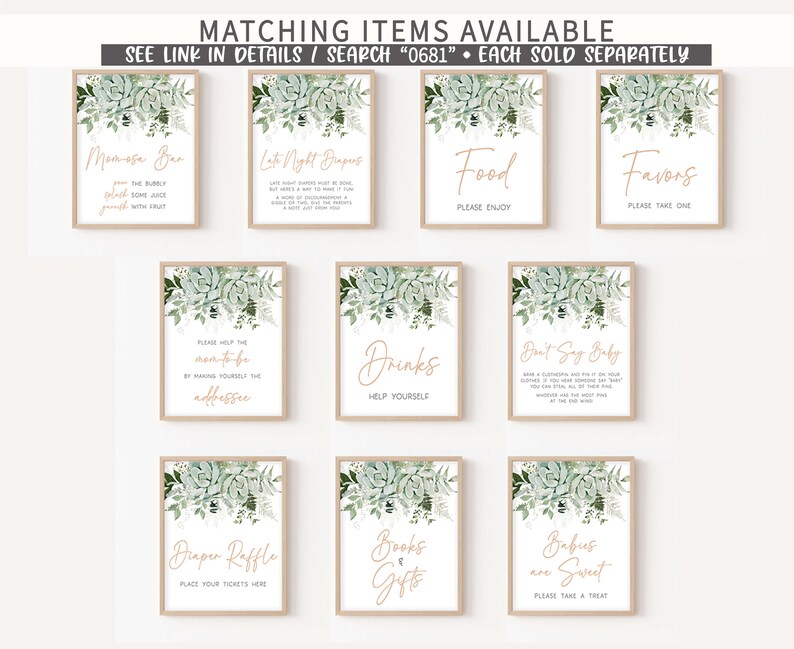 Editable Baby in Bloom Baby Shower Invitation Bundle, Succulent Gender Neutral Baby Shower Invite Set, Succulents Greenery Baby Shower, 0681 image 9