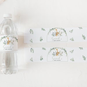 Editable Jungle Baby Shower Bottle Labels, Safari Baby Shower Water Wraps, Gender Neutral Jungle Animals Water Label Printable Template 0282 image 3