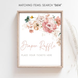 Diaper Raffle Sign Baby in Bloom Baby Shower, Spring Floral Baby Shower Diaper Game Sign, Wildflower Spring Baby Shower Decoration Sign 0614