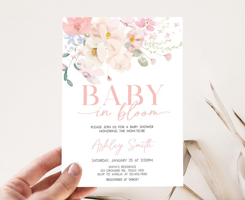 Baby in Bloom Baby Shower Invitation