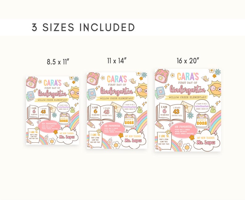 3 sizes included for a children's coloring book