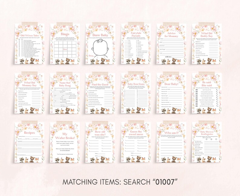 a set of matching items for a baby shower