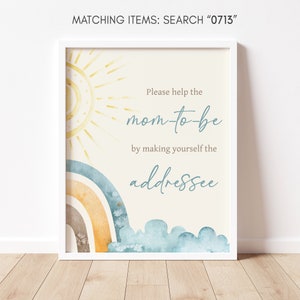 Envelope Station Sign Here Comes The Son Baby Shower, Retro Sunshine Baby Shower Addressee Sign, Here Comes The Sun Baby Shower Sign, 0713