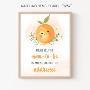 Envelope Station Sign Little Cutie Baby Shower, Orange Baby Shower Addressee Sign, Gender Neutral Clementine Baby Printable Template 0257