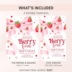 Berry 1st Birthday Invitation Set