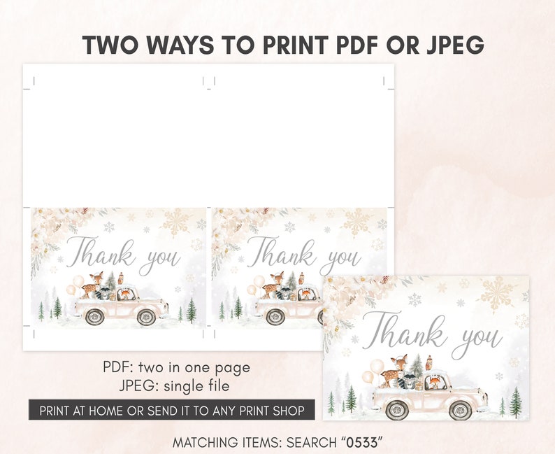 Editable Winter Woodland Baby Shower Invitation Bundle, Woodland Winter Baby Shower Invite Set, Gender Neutral Baby it's Cold Outside, 0533 image 7