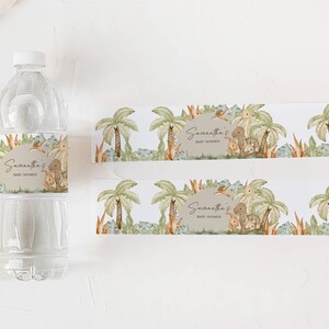 Editable Dinosaur Baby Shower Bottle Label, Baby Dinosaur Boho Baby Shower Water Label, Gender Neutral Dino Baby Shower Bottle Sticker, 0666 image 3