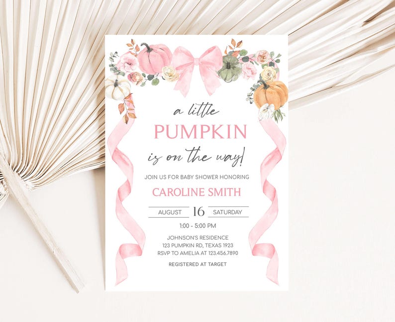 a little pumpkin is on the way baby shower card